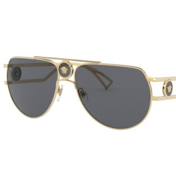 Versace Accessories - VERSACE VE2225 100287 GOLD GREY LENS SUNGLASSES